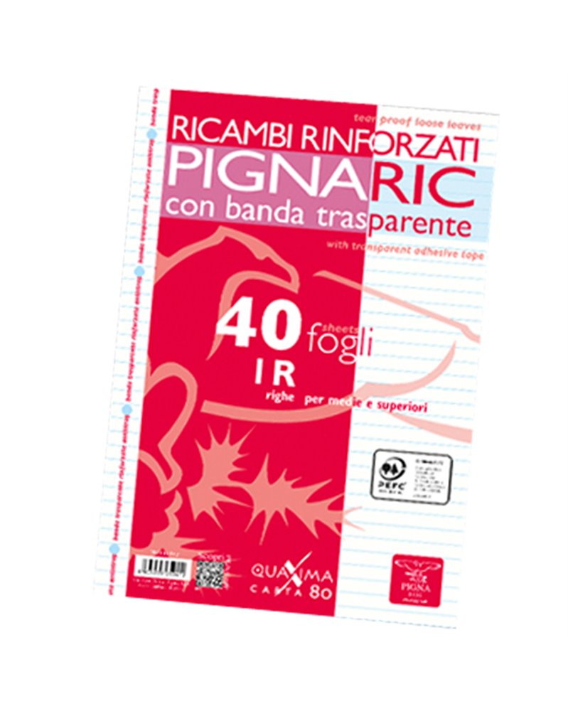 RICAMBI FORATI RINFORZATI A4 1RIGO 40FG 80GR PIGNARIC
