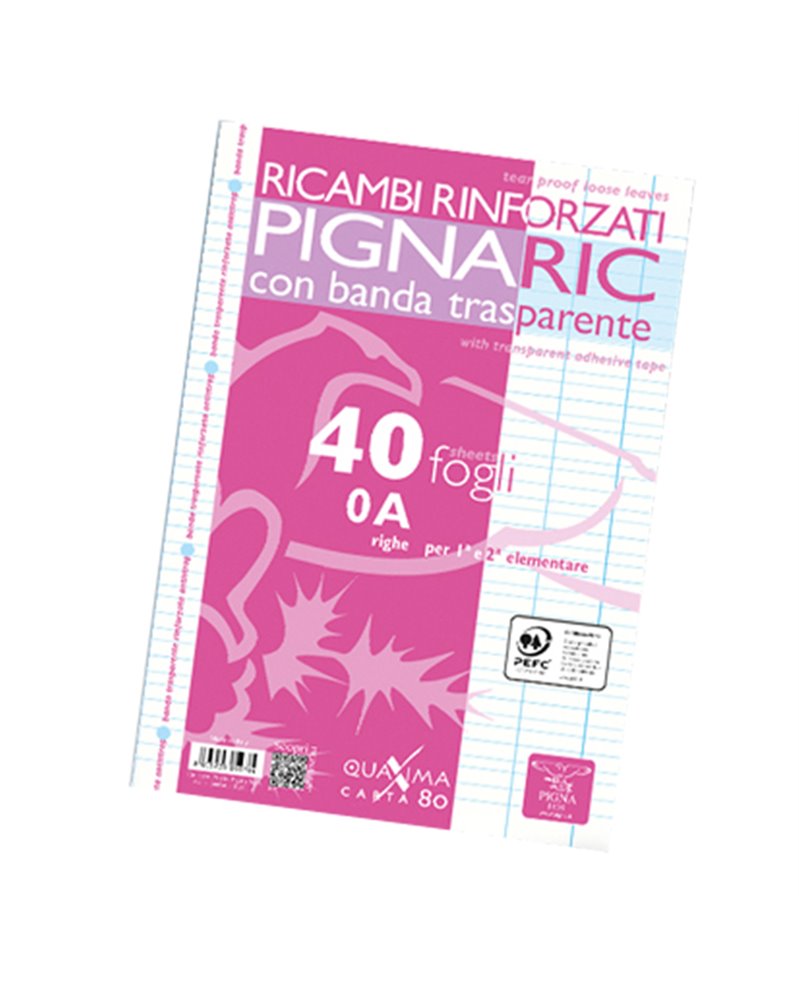 RICAMBI FORATI RINFORZATI A4 RIGO DI 1Â° 40FG 80GR PIGNARIC