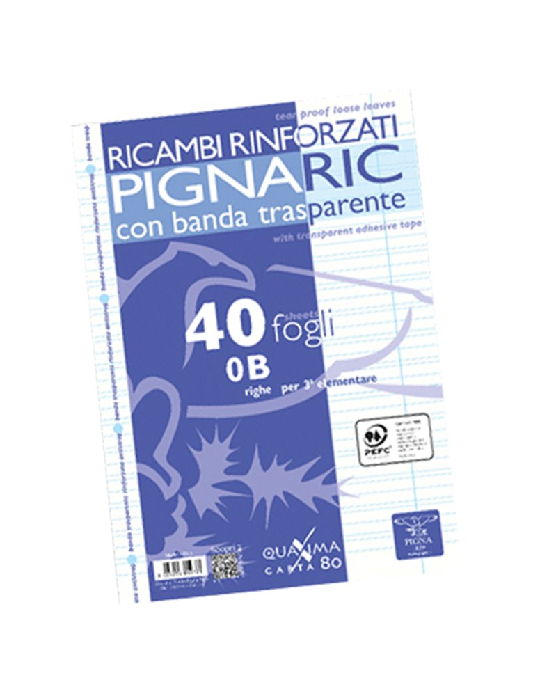 RICAMBI FORATI RINFORZATI A4 RIGO DI 3Â° 40FG 80GR PIGNARIC