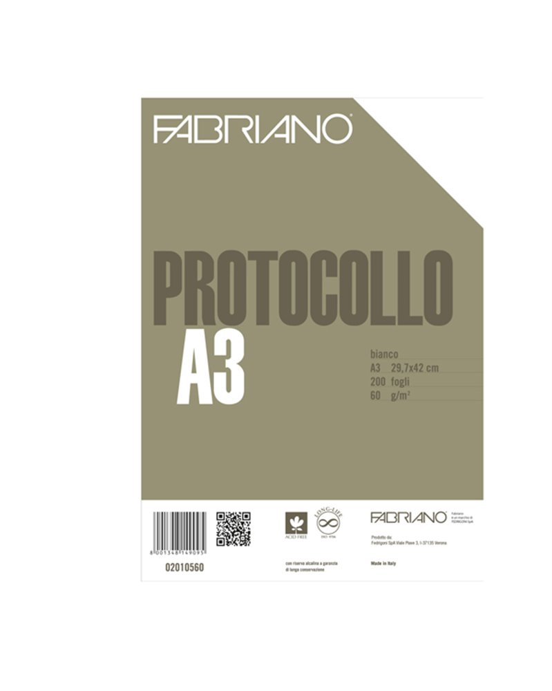 PROTOCOLLO A4 BIANCO 200FG 60GR FABRIANO