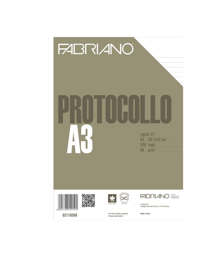 PROTOCOLLO A4 1RIGO 200FG 60GR FABRIANO