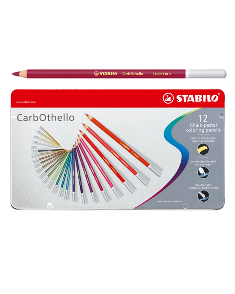 Astuccio metallo 12 CarbOthello colori assortiti Stabilo