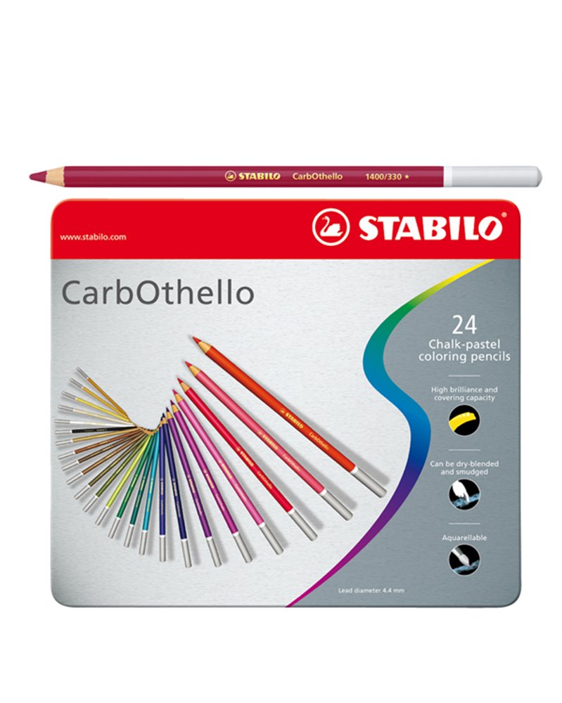 Astuccio metallo 24 CarbOthello colori assortiti Stabilo