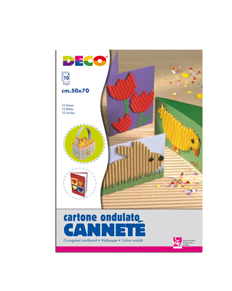 SET 10FG CARTONCINO ONDULATO 50X70CM CANNETE' colori assortiti CWR