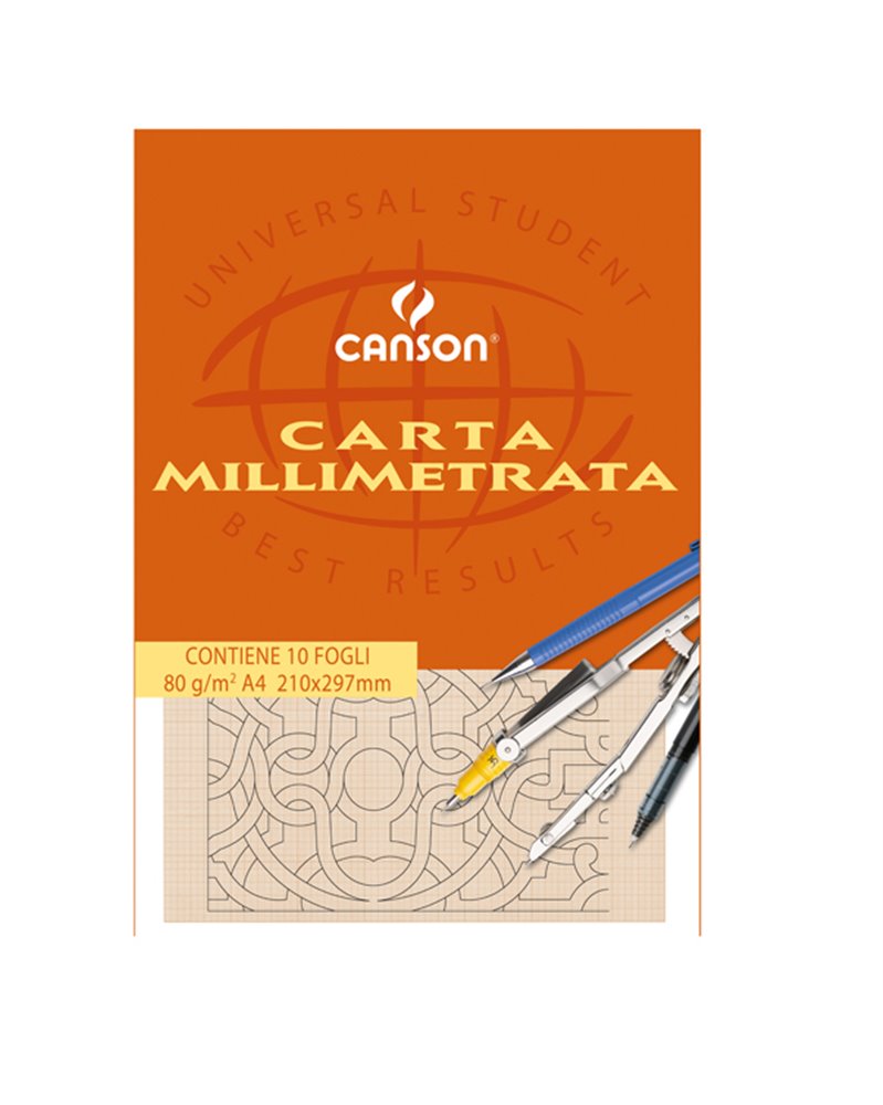 BLOCCO CARTA OPACA MILLIMETRATA 210x297mm 10FG 80GR CANSON