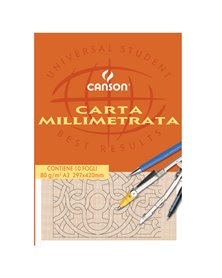 BLOCCO CARTA OPACA MILLIMETRATA 297x420mm 10FG 80GR CANSON