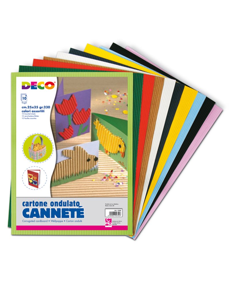 SET 10FG CARTONCINO ONDULATO 25X35CM CANNETE' colori assortiti CWR