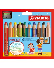 Astuccio 10 pastelli STABILO WOODY 3in1 + TEMPERINO