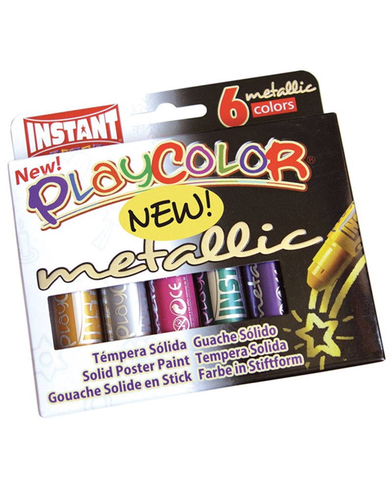 TEMPERA SOLIDA PLAYCOLOR 6 COLORI METAL in STICK da 10GR