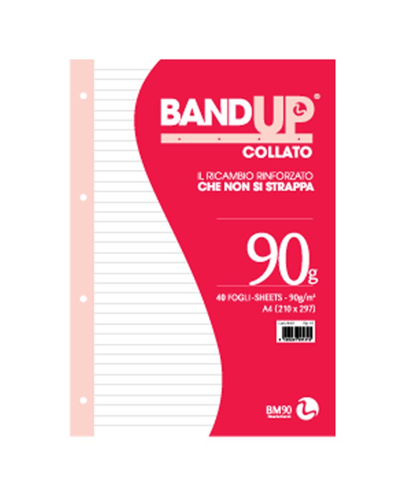 BLOCCO COLLATO FORATI RINFORZATI BANDUP A4 90gr 40fg 1rigo BM