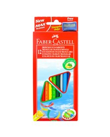 ASTUCCIO 12 PASTELLI COLORATI TRIANGOLARI ECO + TEMPERINO FABER CASTELL