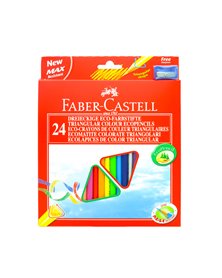 ASTUCCIO 24 PASTELLI COLORATI TRIANGOLARI ECO + TEMPERINO FABER CASTELL