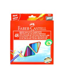 ASTUCCIO 48 PASTELLI COLORATI TRIANGOLARI ECO + TEMPERINO FABER CASTELL