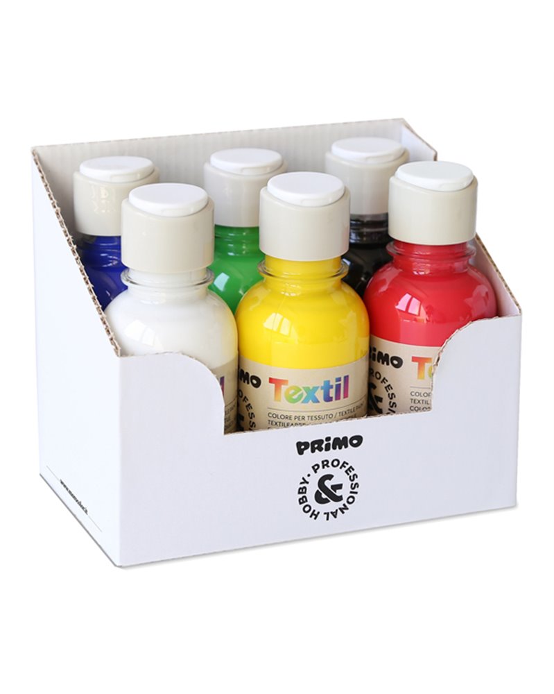 BOX 6 COLORI ASSORTITI 125ml PER TESSUTI PRIMO