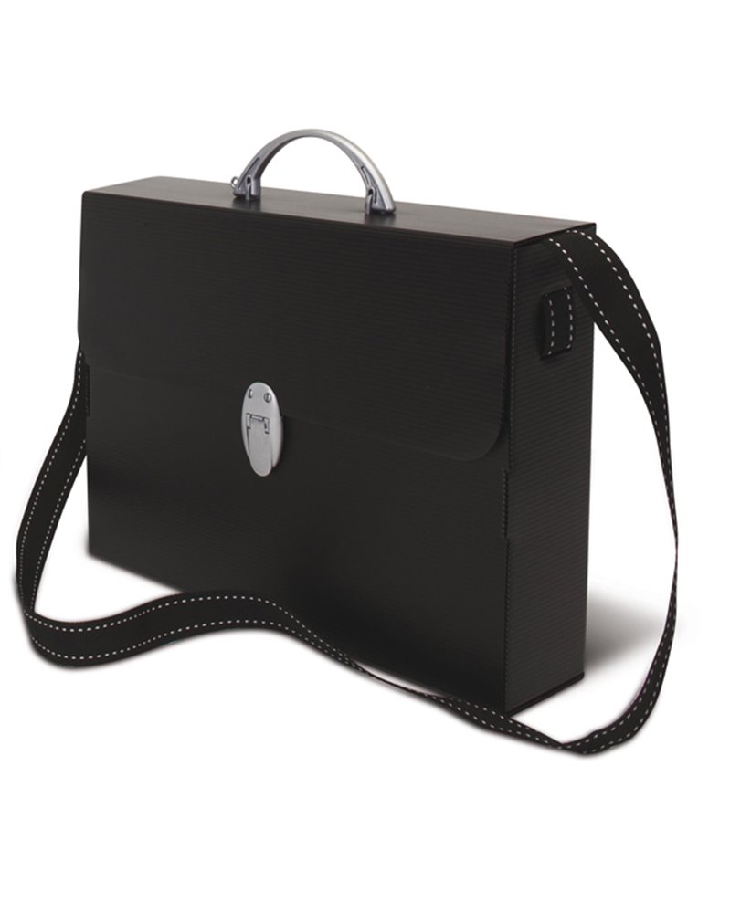 VALIGETTA POLIONDA A TRACOLLA NERO 27X37,5CM DORSO 8CM