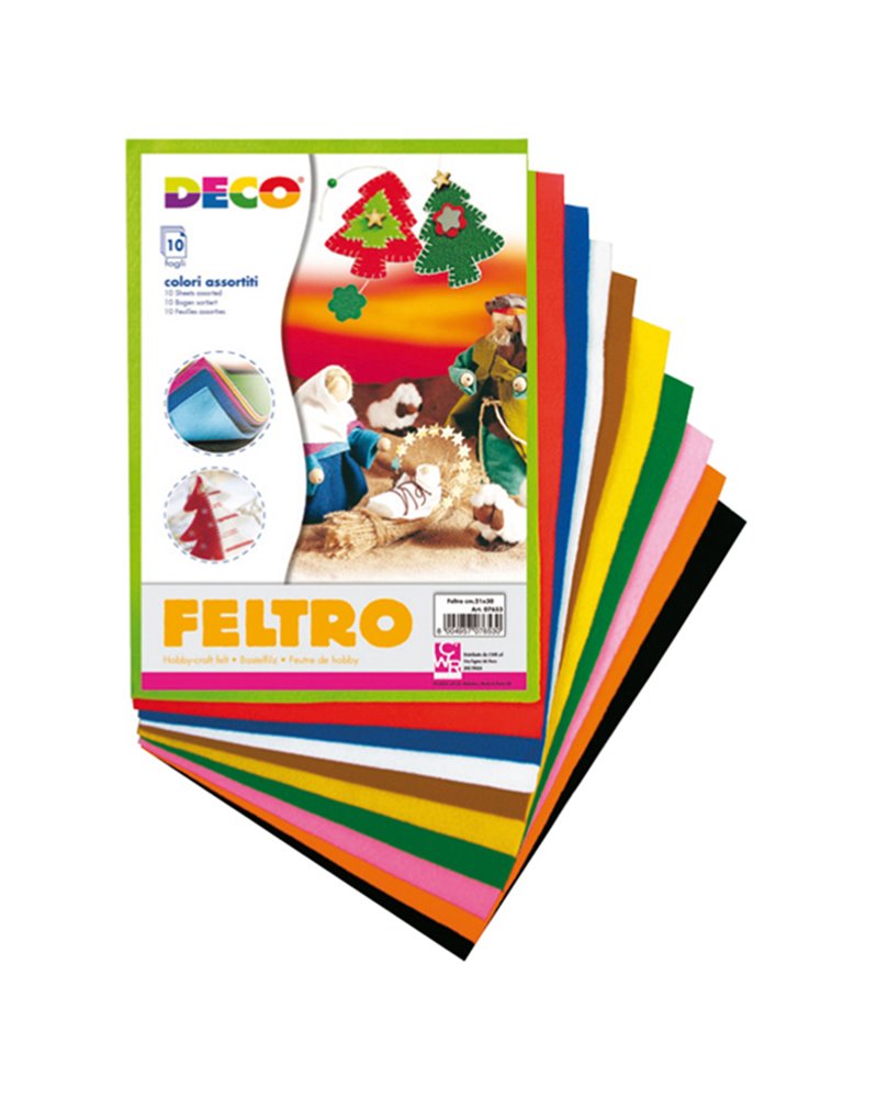 Feltro colorato 21x30cm colori assortiti Conf.10 fogli CWR