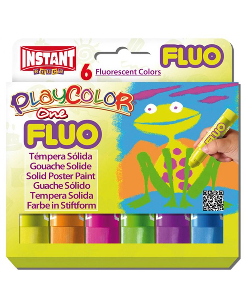 TEMPERA SOLIDA PLAYCOLOR 6 COLORI FLUO in STICK da 10GR