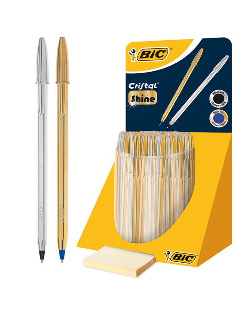 EXPO 40 PZ. BIC CRISTAL SHINE FUSTO ORO E ARGENTO BIC