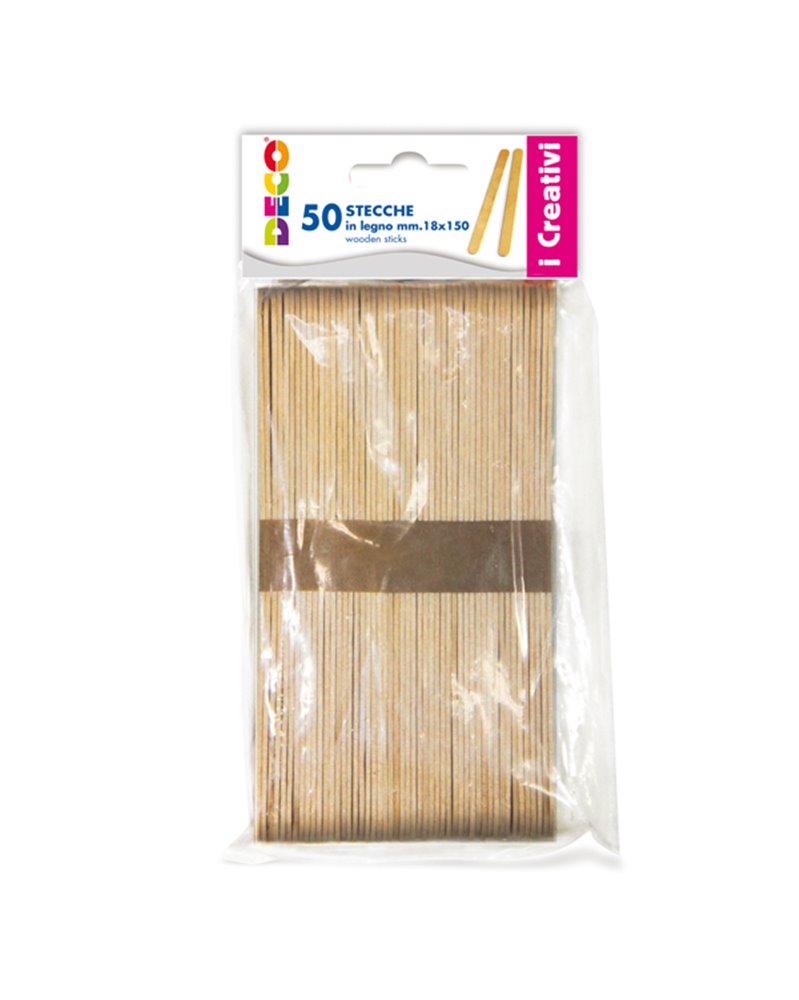 Stecche in legno 50pz dim. 18x150mm CWR Stecche in legno 50pz dim. 18x150mm CWR