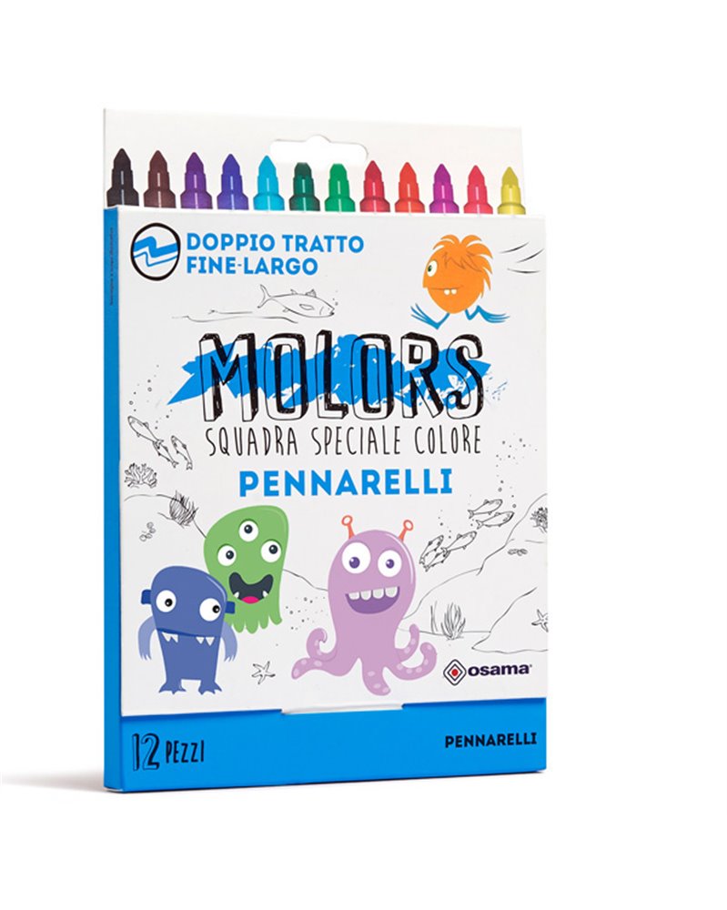 Astuccio 12 pennarelli colorati punta fine Molors OSAMA