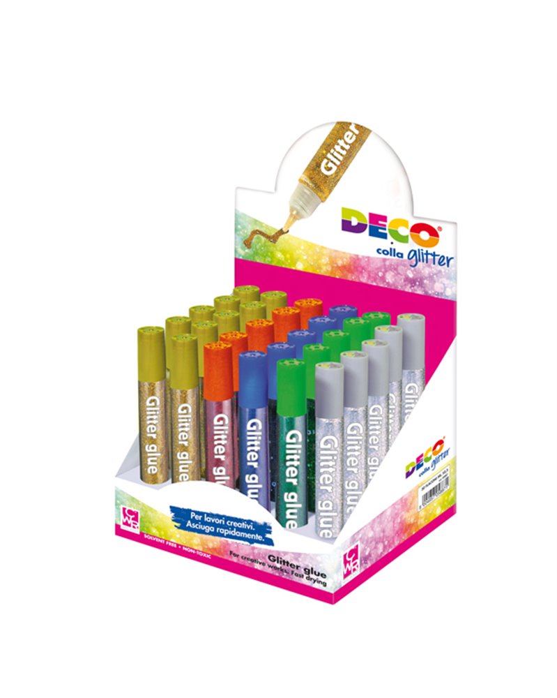 Display colla glitter 30 penne 10,5ml colori assortiti metal Cwr