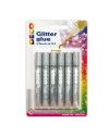 Blister colla glitter 6 penne 10,5ml argento Cwr