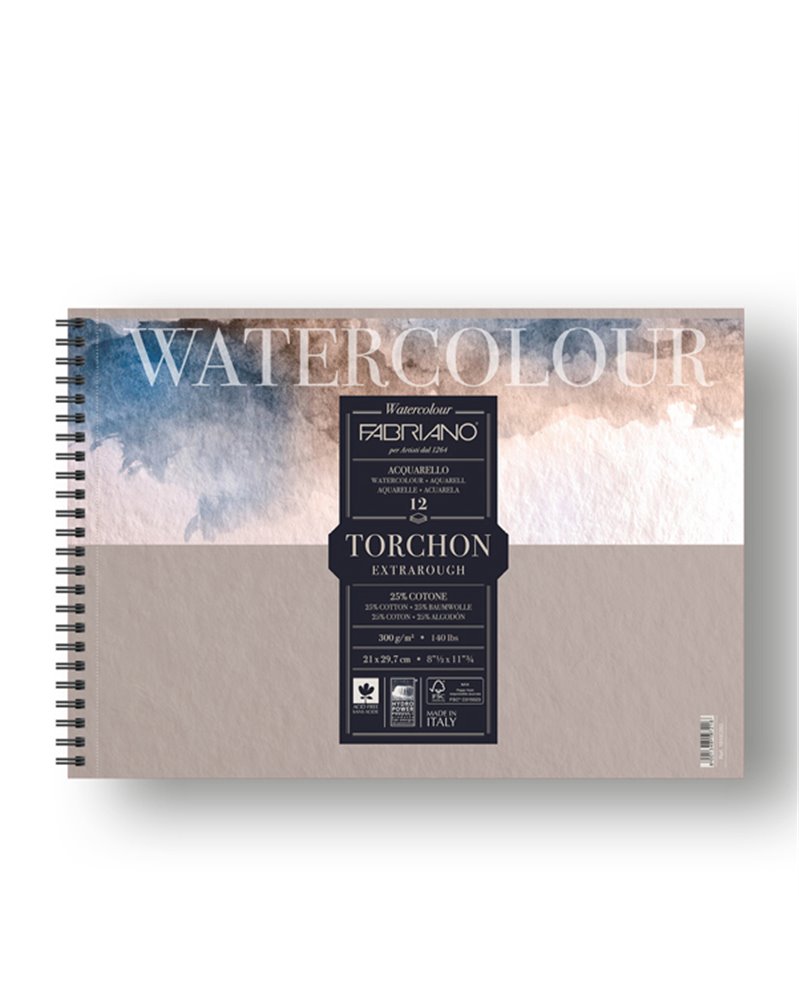 Blocco spiralato 21x29.7cm 12fg 300gr Watercolour Torchon Fabriano