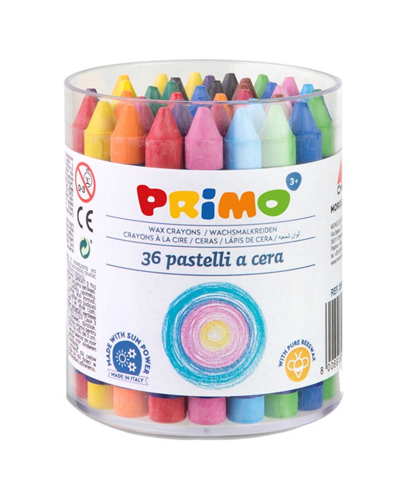 BARATTOLO 36 PASTELLI A CERA JUMBO Ø10,5mm 100mm PRIMO BARATTOLO 36 PASTELLI A CERA JUMBO Ø10,5mm 100mm PRIMO