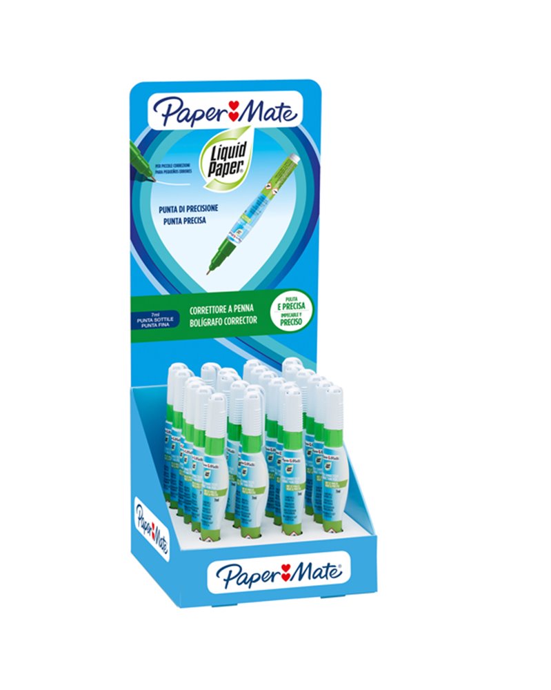 2037843 Espositore 24 Micro Correction Pen cap. 7ml Papermate