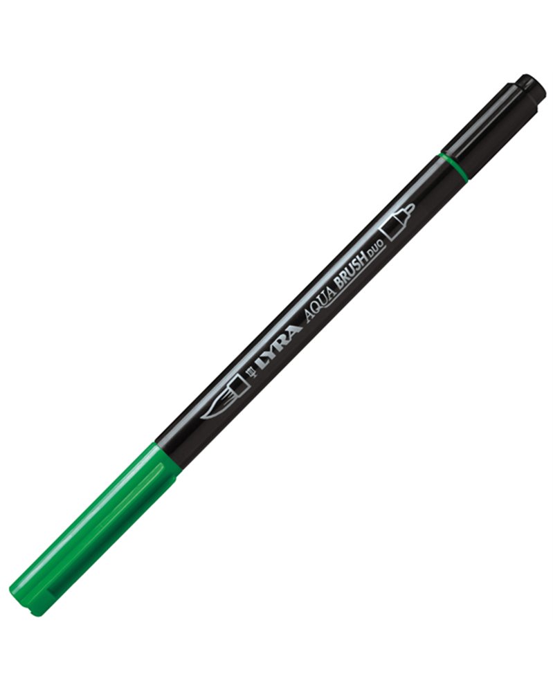 Pennarello a 2 punte AQUA BRUSH DUO verde permanente LYRA