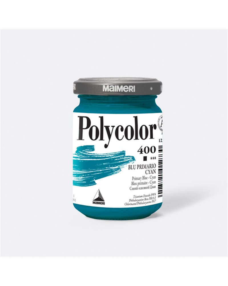 Colore vinilico Polycolor vasetto 140 ml blu primario Cyan Maimeri