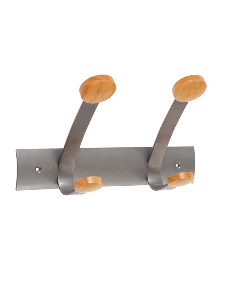 APPENDIABITI da MURO 2POSTI 30cm METALLO/LEGNO Alba