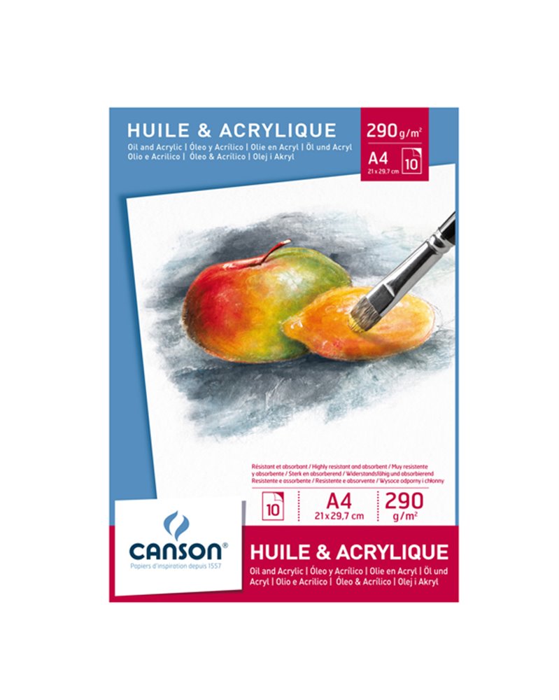 Blocco collato lato corto per Olio e Acrilico A4 10 fg. 290 gr.