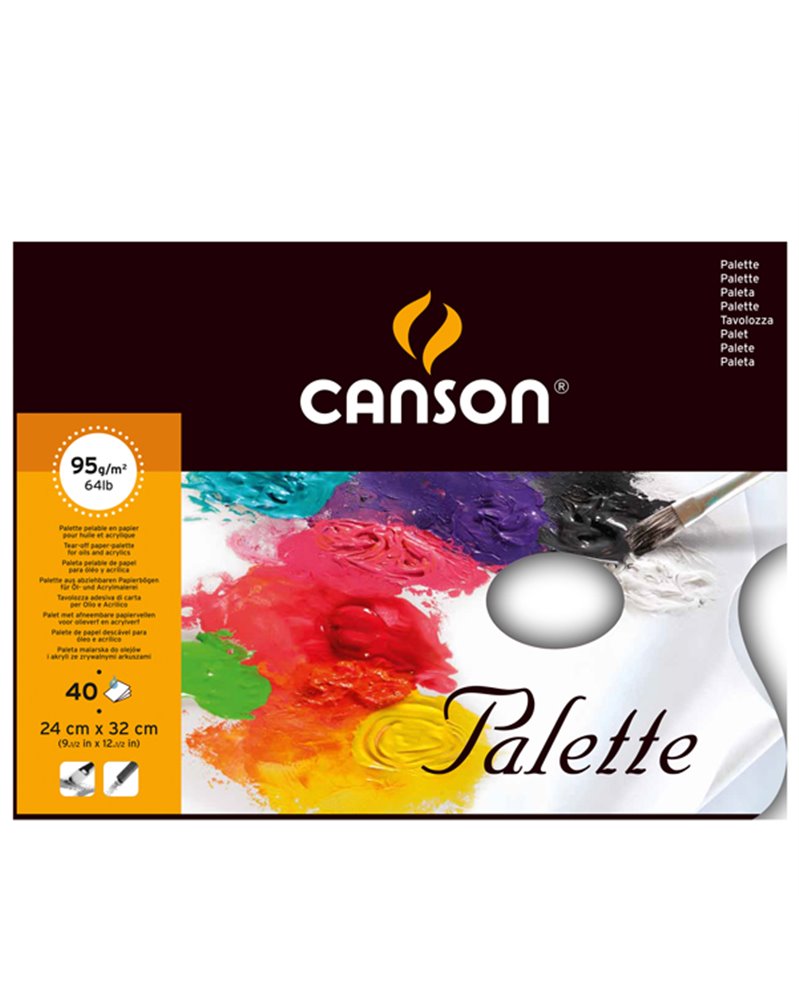 Blocco tavolozza collato 2 lati CANSON 24x32 cm 40 fg. 95 gr. Canson