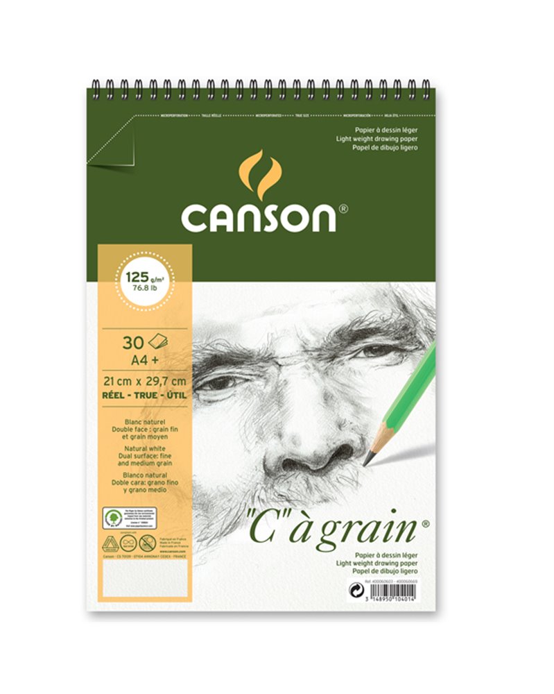 Album spiralato lato corto "C" A' GRAIN A4+ 30 fg. 125 gr. Canson