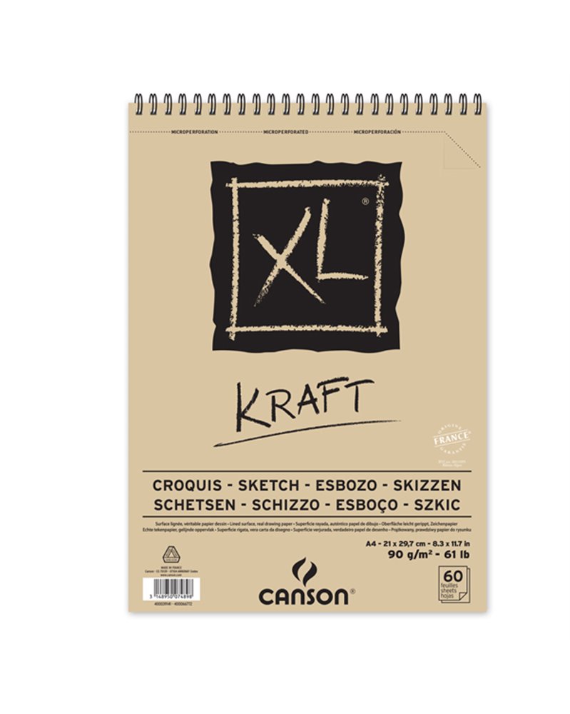 Album spiralato lato corto XL KRAFT A4 60 fg. 90 gr. Canson