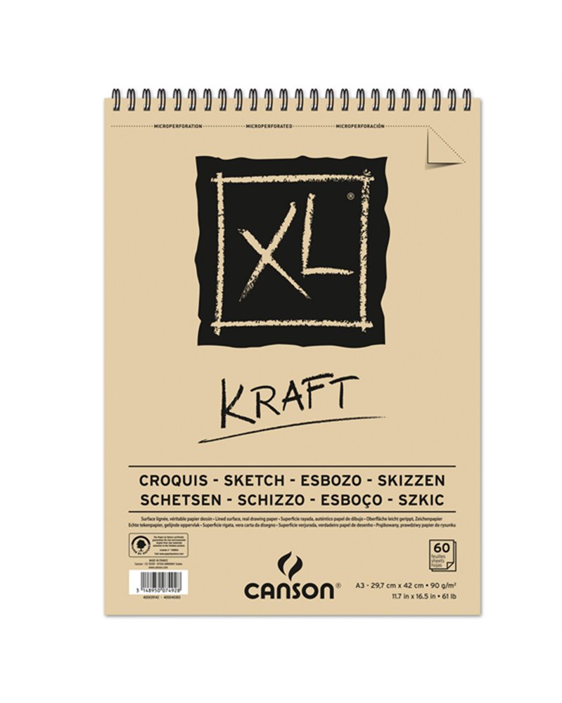 Album spiralato lato corto XL KRAFT A3 60 fg. 90 gr. Canson