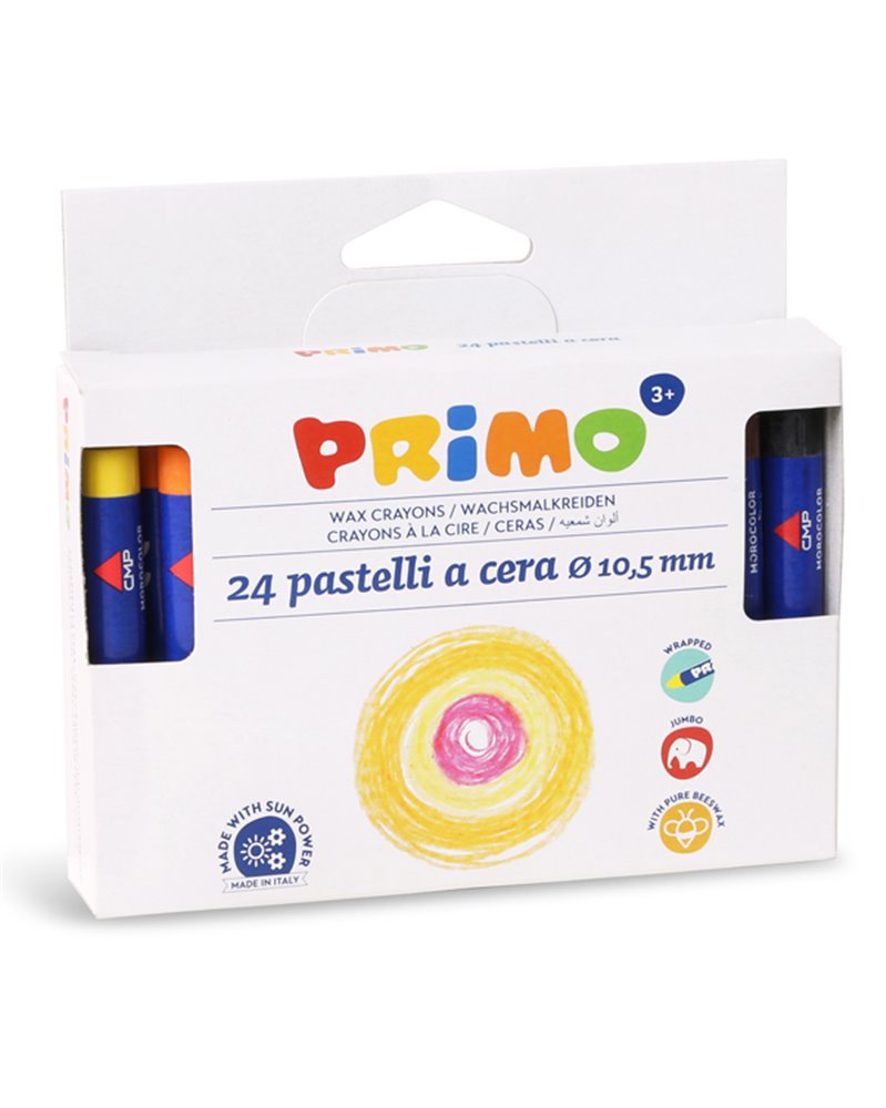 Astuccio 24 pastelli a cera jumbo Ø10,5mm 100mm Primo Astuccio 24 pastelli a cera jumbo Ø10,5mm 100mm Primo