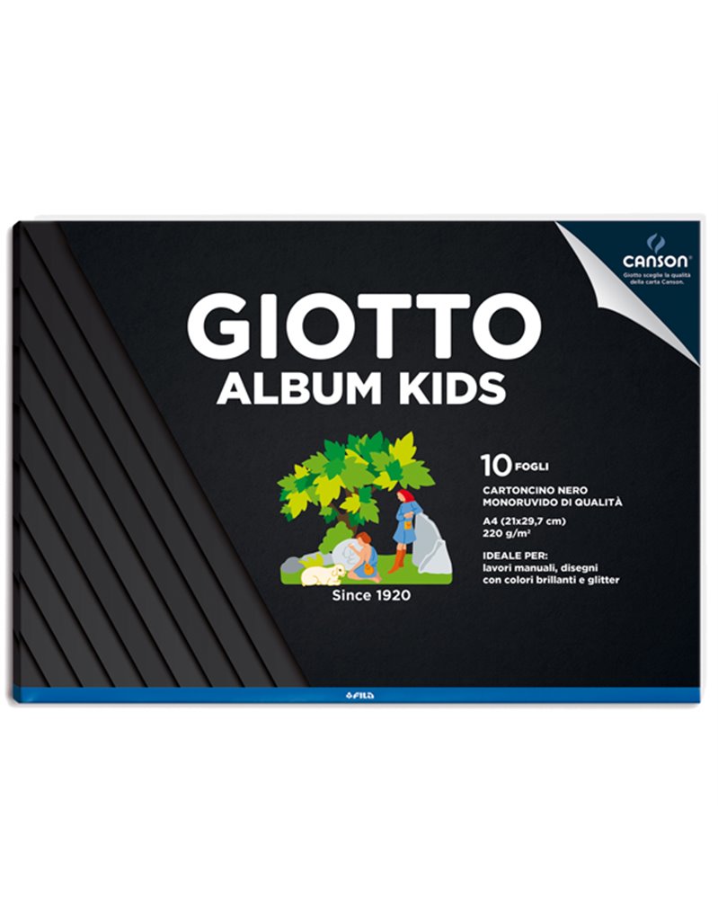 Album Kids cartoncino nero 5+ f.to A4 220gr 10fg Giotto