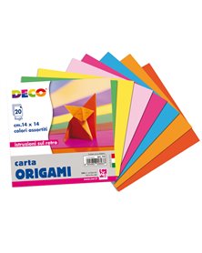 Confezione 20 fogli carta per origami 14x14cm colori assortiti CWR