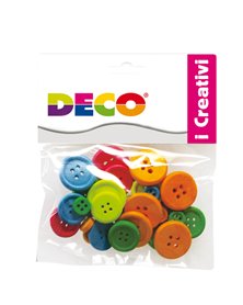 Confezione 30 bottoni in legno colori neon CWR