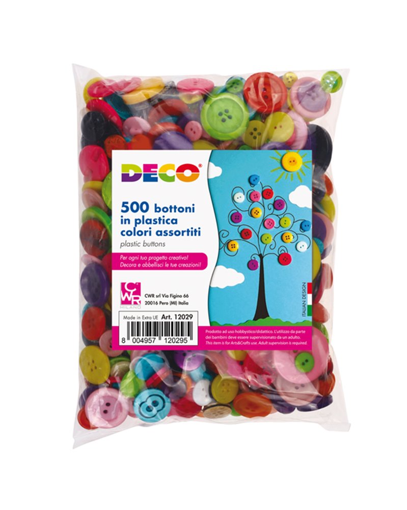 Confezione 650 bottoni in plastica colori assortiti CWR