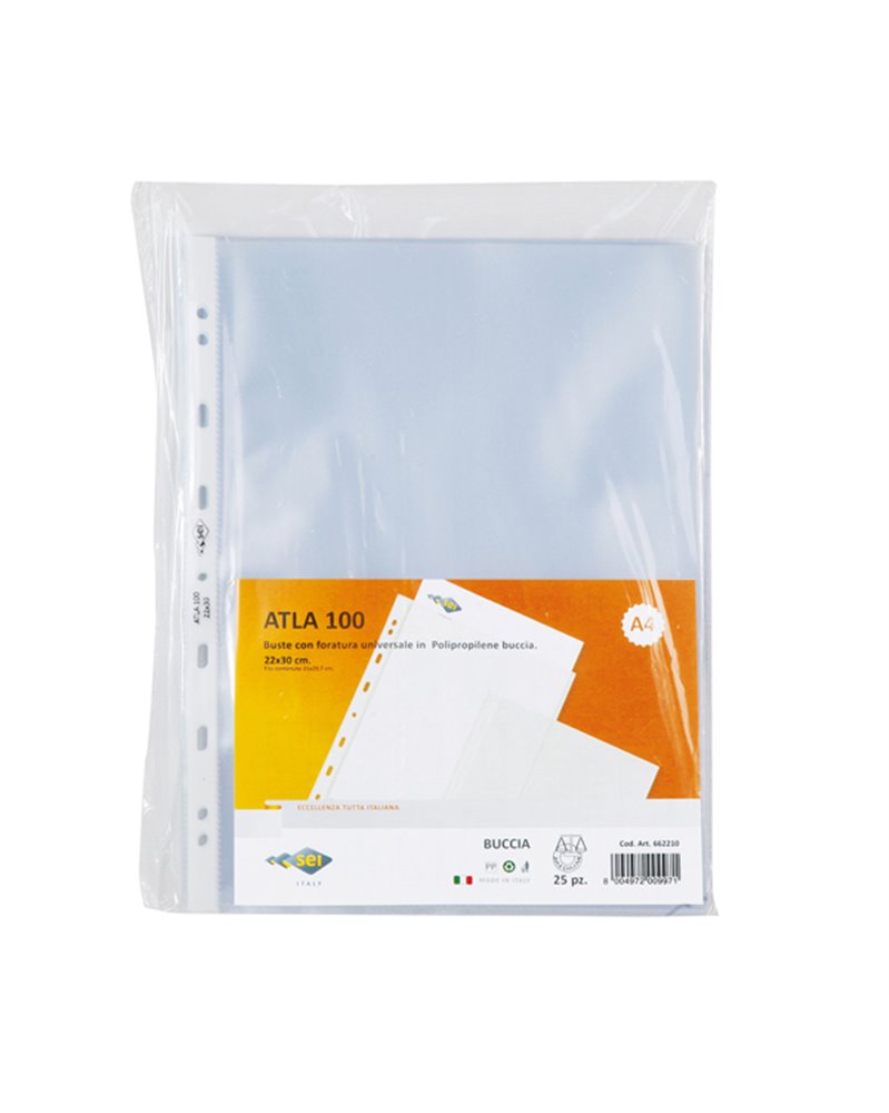 25 buste forate ATLA 100 BA medio 18x24cm SEI ROTA