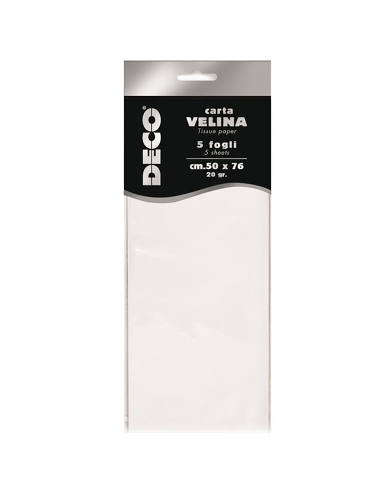 Busta 5 fogli carta velina 20gr 50x76cm bianco CWR