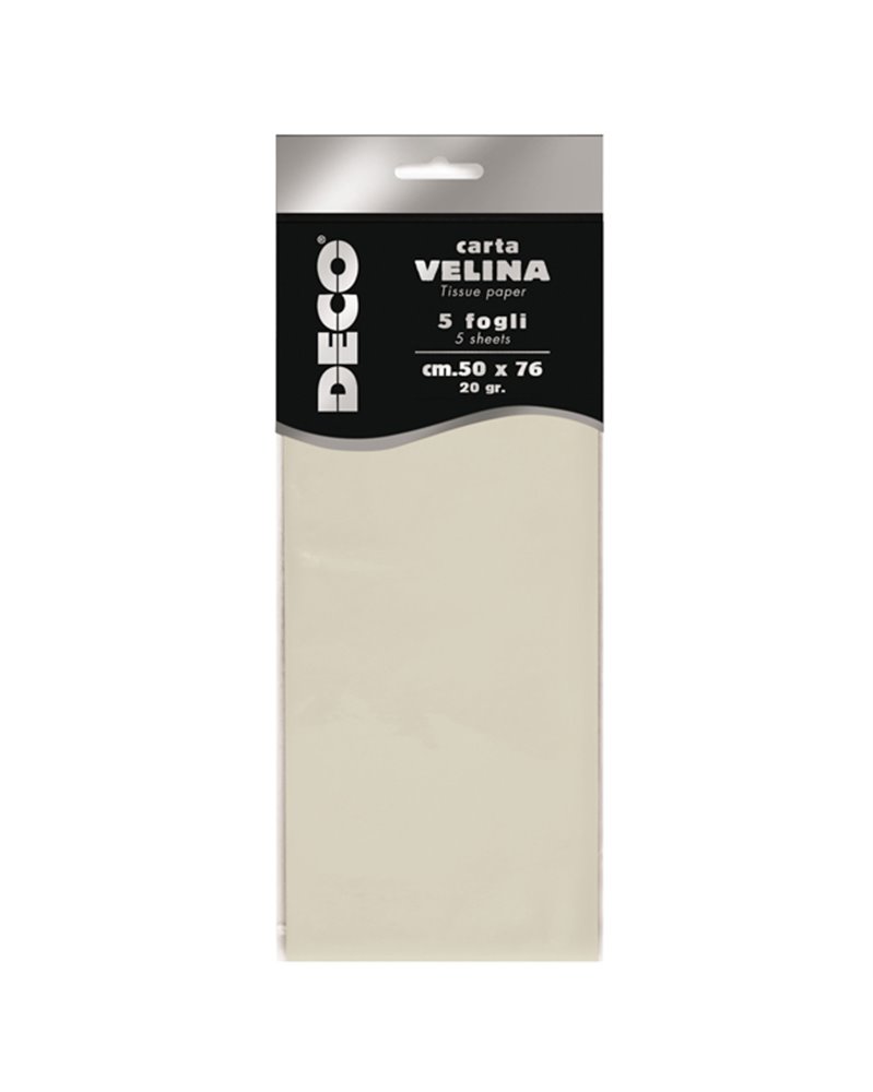 Busta 5 fogli carta velina 20gr 50x76cm avorio CWR