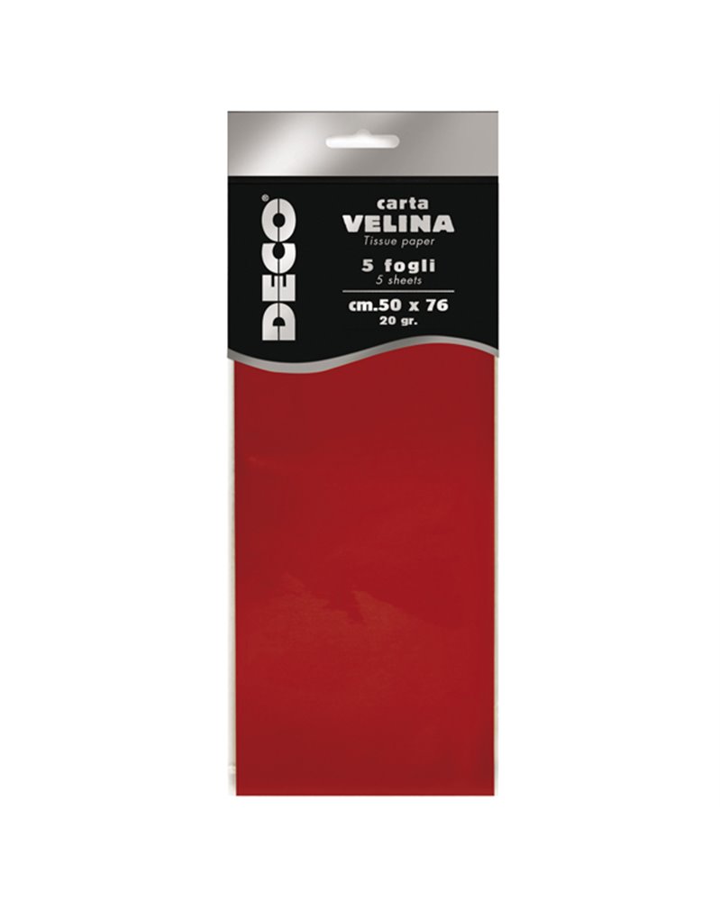 Busta 5 fogli carta velina 20gr 50x76cm rosso CWR