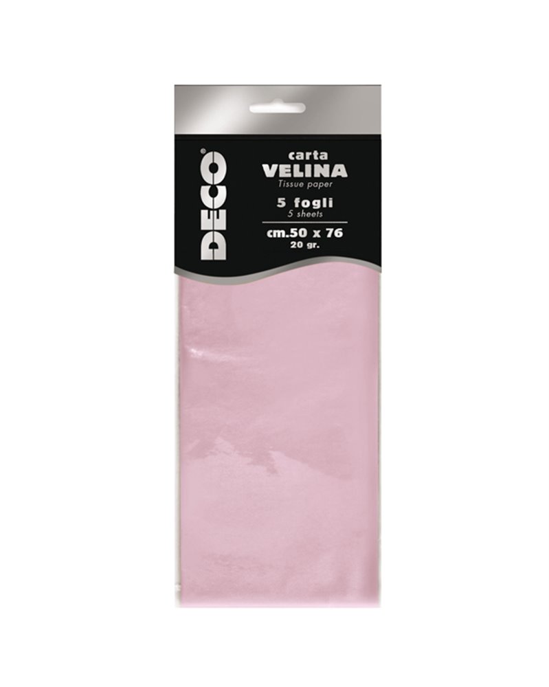 Busta 5 fogli carta velina 20gr 50x76cm rosa CWR