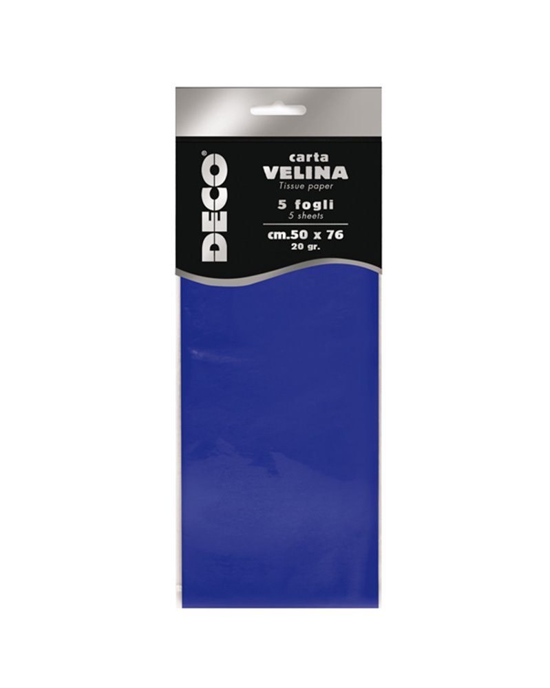 Busta 5 fogli carta velina 20gr 50x76cm blu CWR
