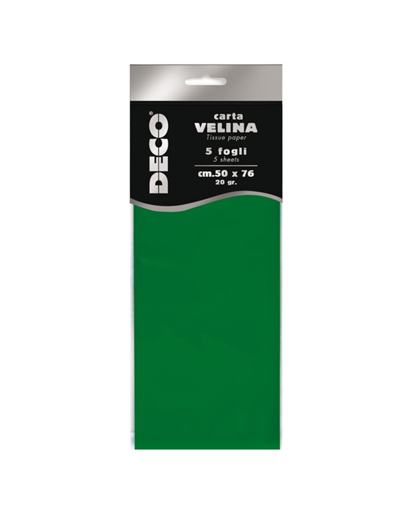 Busta 5 fogli carta velina 20gr 50x76cm verde chiaro CWR