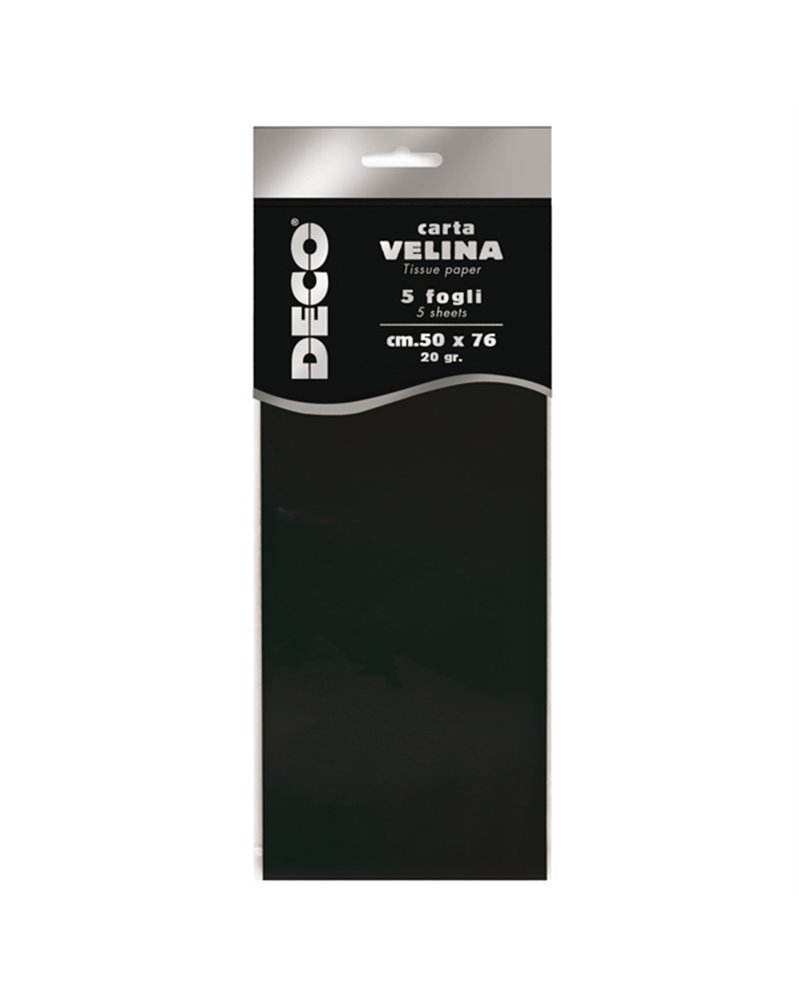 Busta 5 fogli carta velina 20gr 50x76cm nero CWR